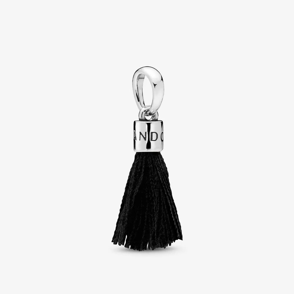 Black Fabric Tassel Dangle Charm