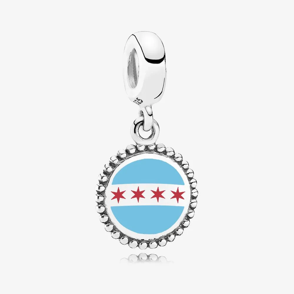Chicago Flag Dangle Charm, Mixed Enamel