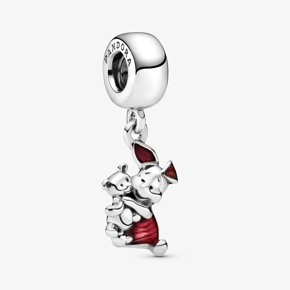 Disney, Piglet Dangle Charm, Transparent Cerise Enamel