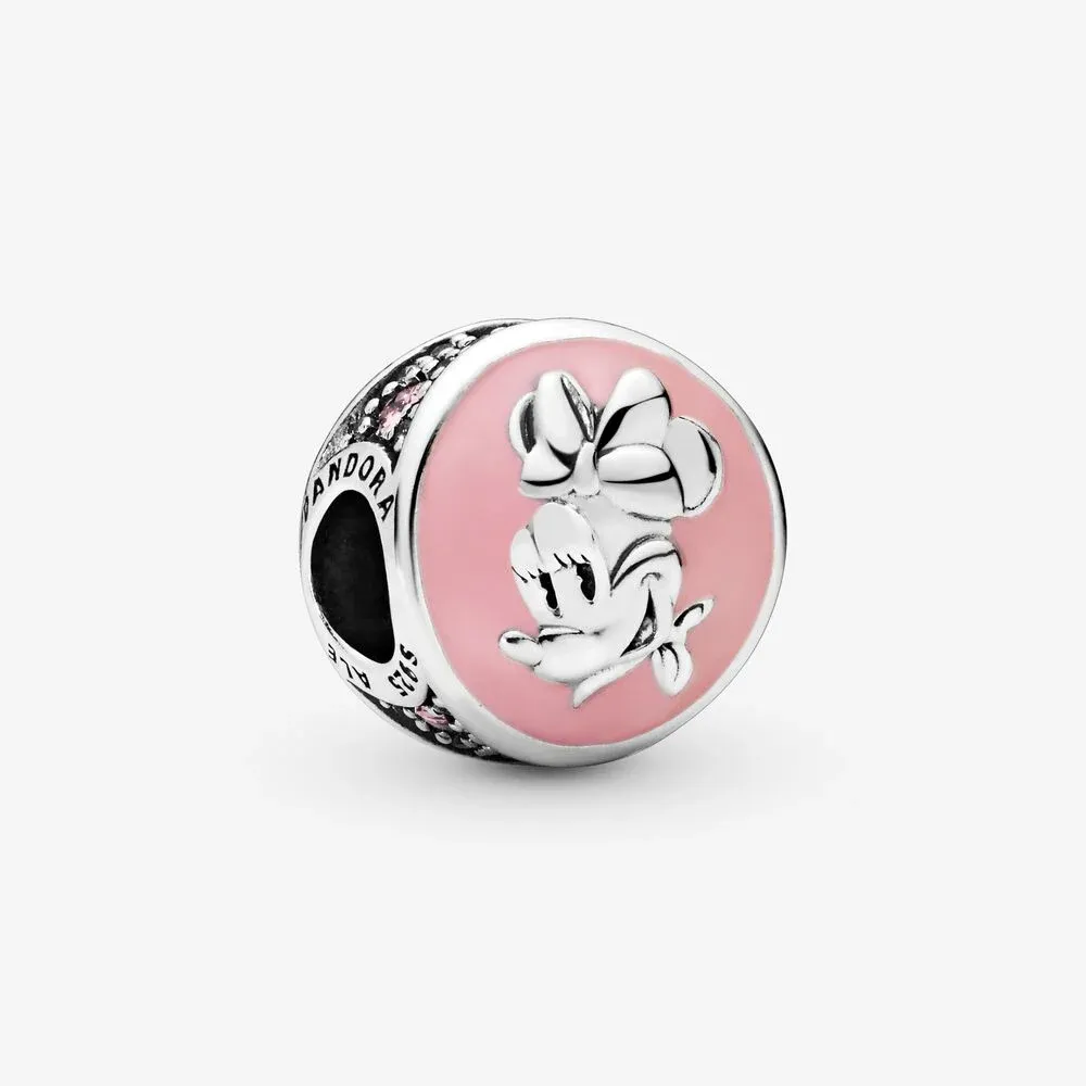 Disney, Vintage Minnie Charm, Bubblegum Pink Enamel & Pink CZ