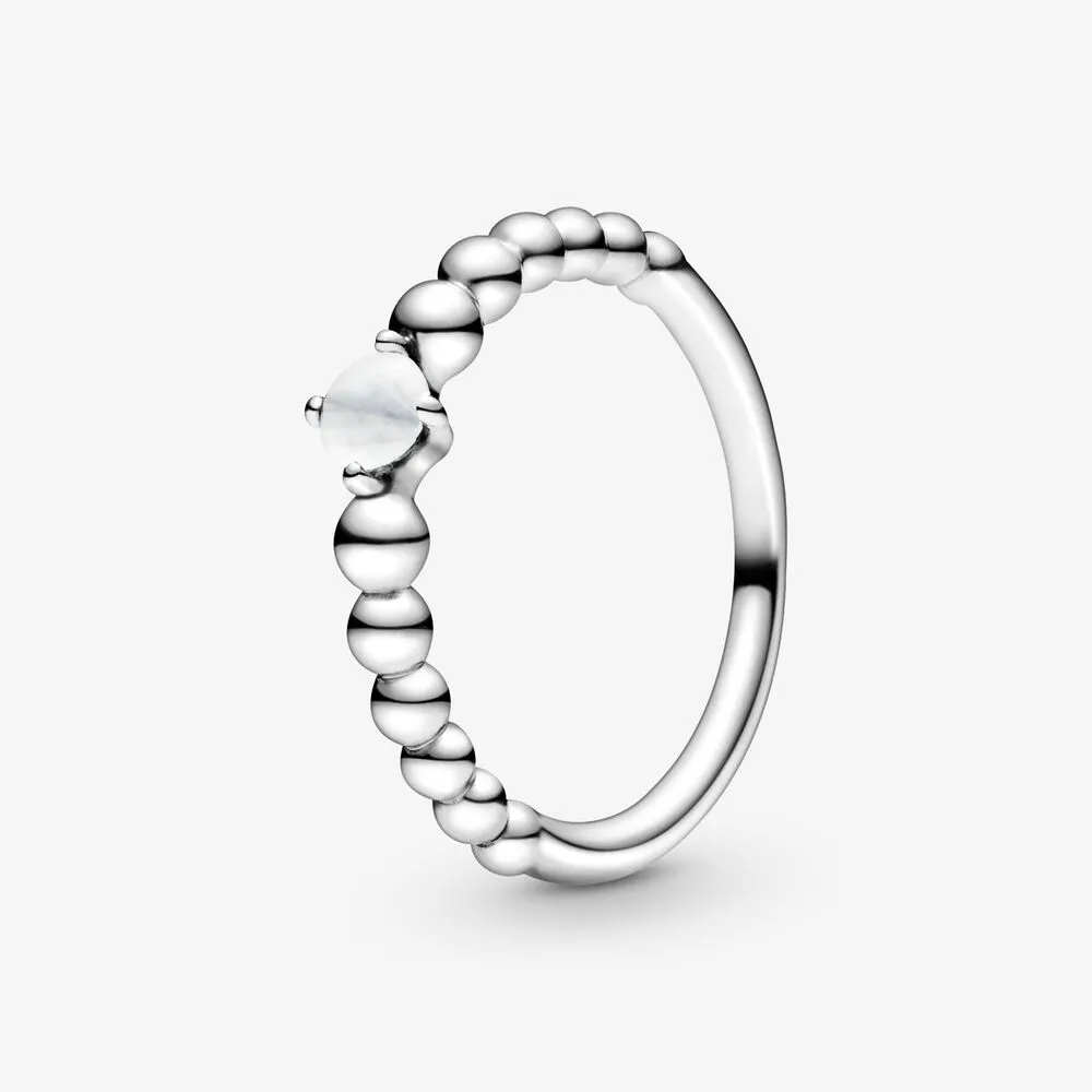 Milky White Beaded Ring