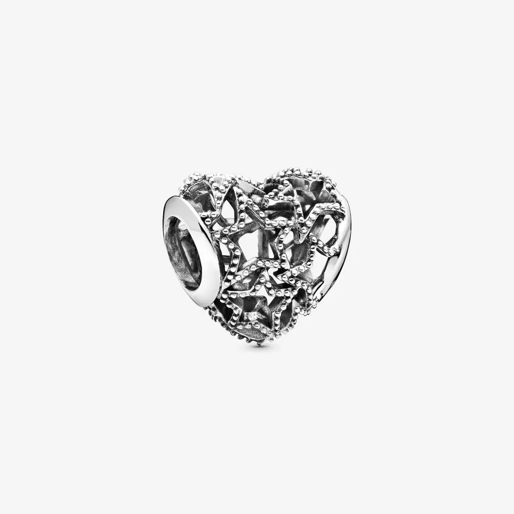 Openwork Heart and Beaded Stars Charm