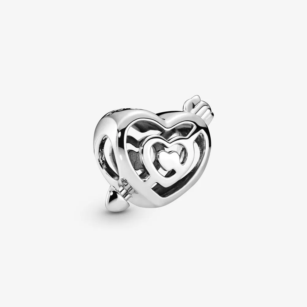 Openwork Heart Labyrinth & Arrow Charm