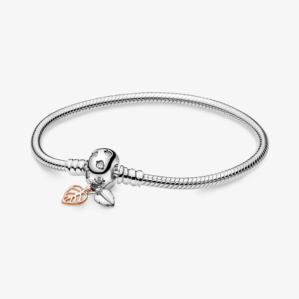 Pandora Moments Leaves Clasp Snake Chain Bracelet