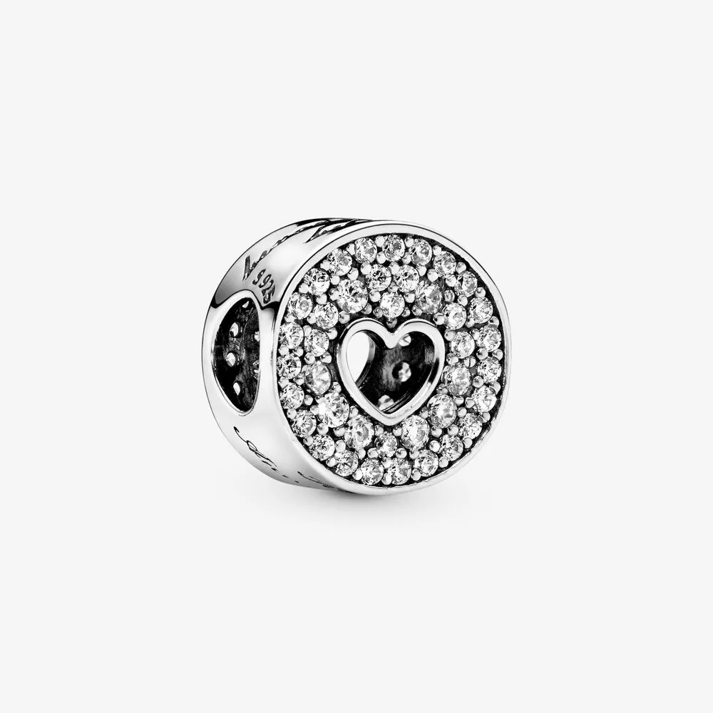 Pav&eacute; & Heart Anniversary Charm