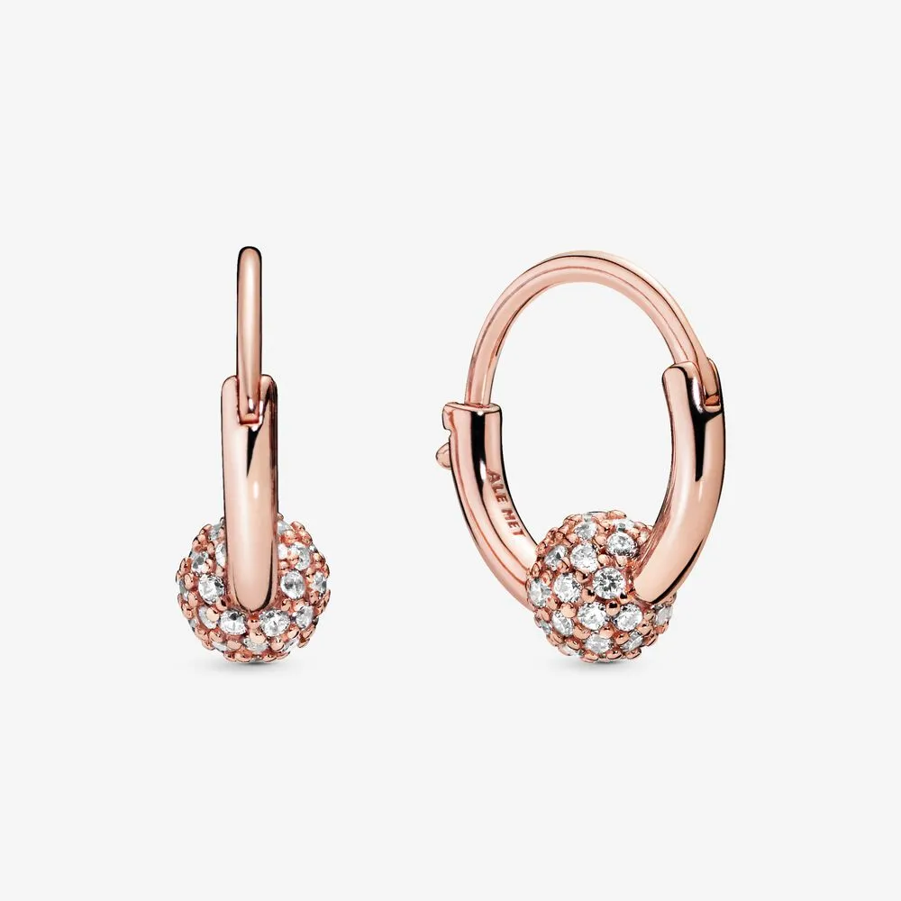 Pav&eacute; Bead Hoop Earrings