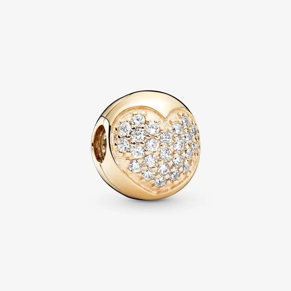 Pav&eacute; Heart Clip Charm