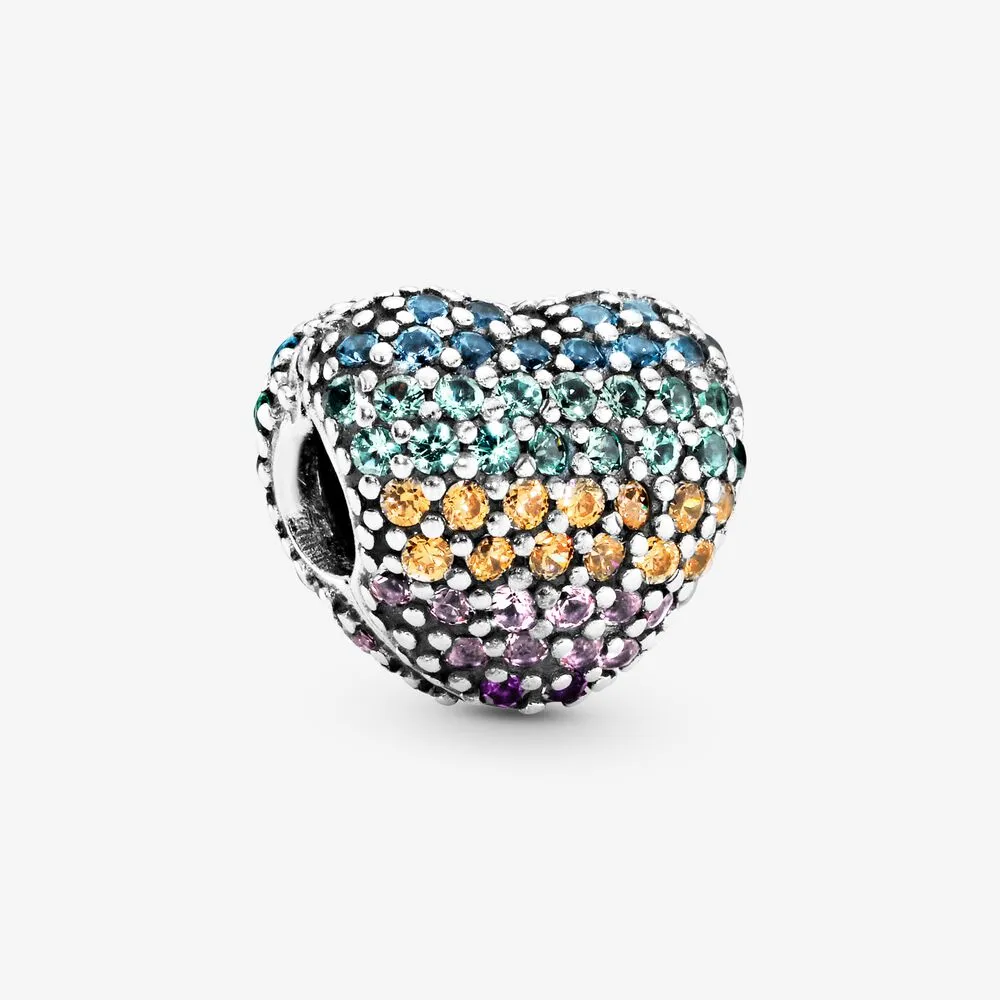 Rainbow Pavé Heart Clip Charm