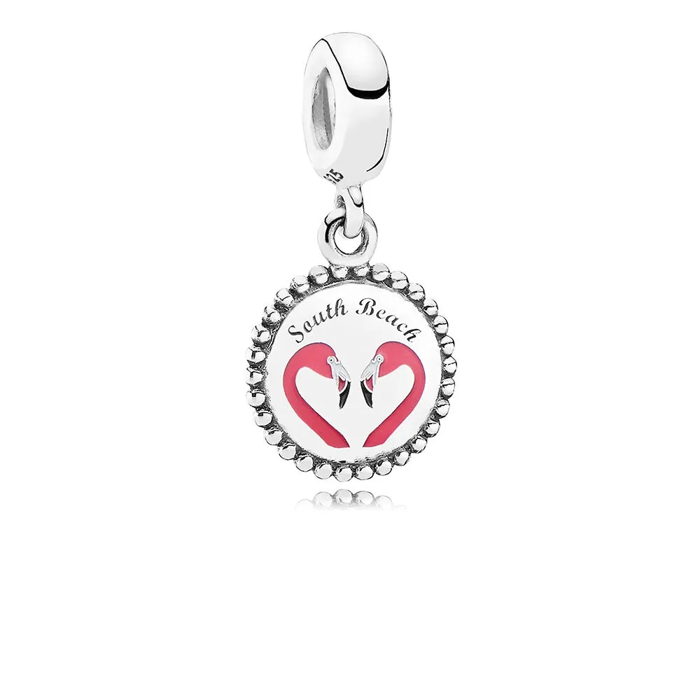 South Beach Flamingo Dangle Charm, Mixed Enamel