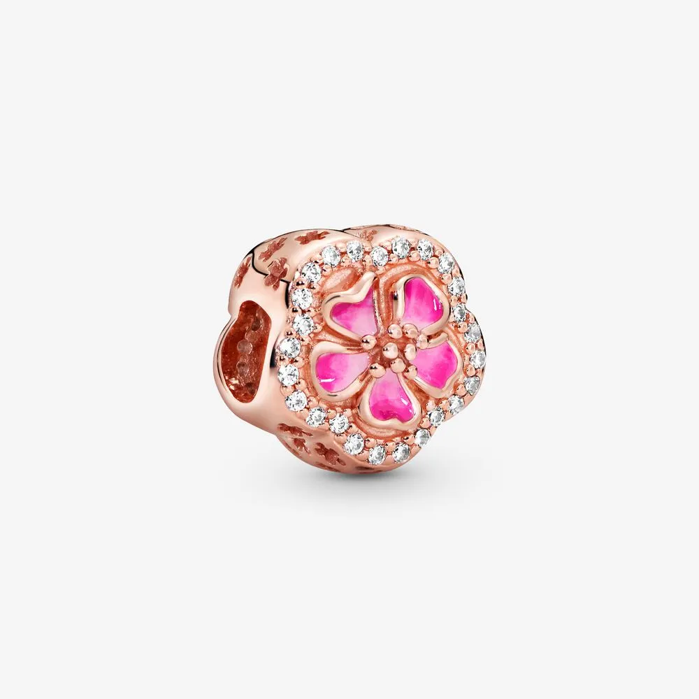 Sparkling Peach Blossom Flower Charm