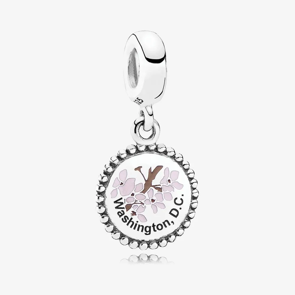 Washington, D.C. Cherry Blossom Dangle Charm, Mixed Enamel