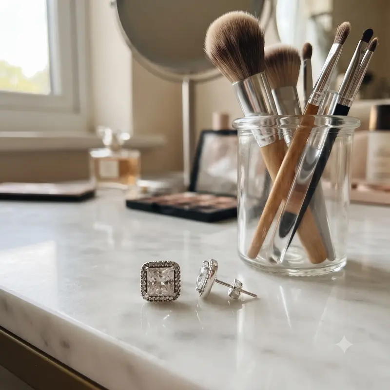 Clear Square Sparkle Halo Stud Earrings photo review