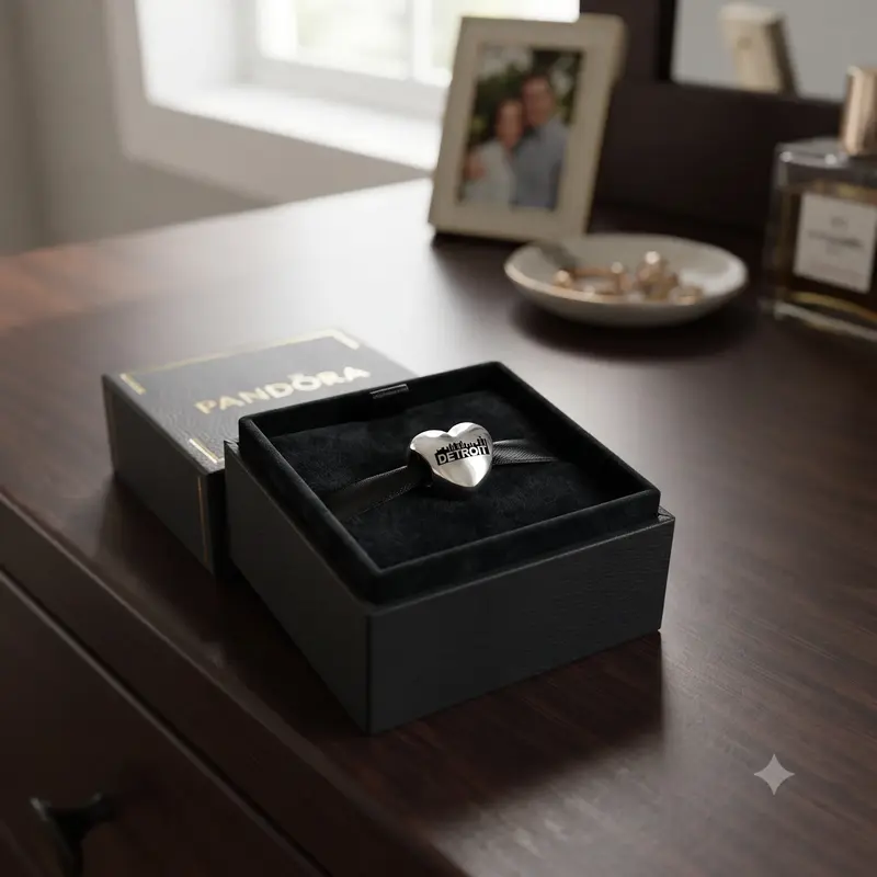 Detroit Motor City Heart Charm, Black Enamel photo review