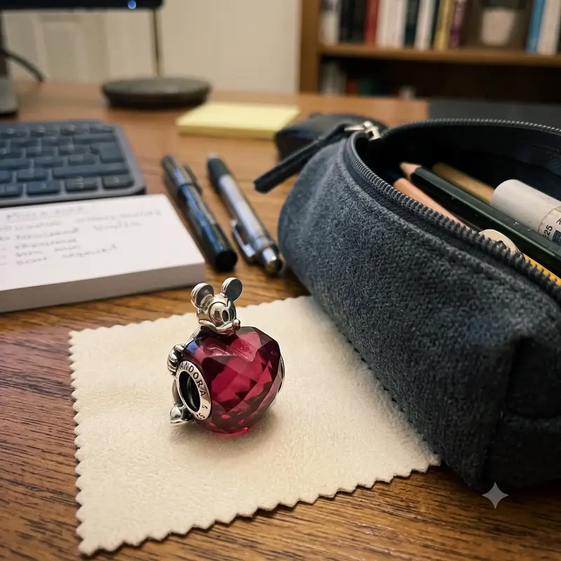 Disney, Mickey Love Heart Charm, Fuchsia Rose Crystal photo review