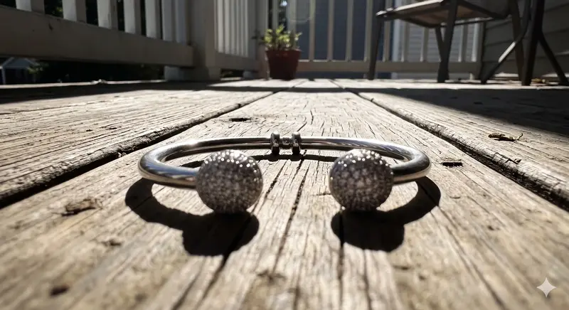 Moments Silver Open Bangle, Pavé Caps photo review