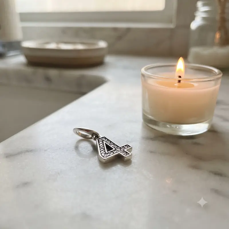 Number 4 Dangle Charm, Clear CZ photo review