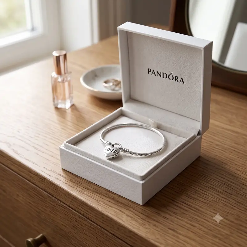 Pandora Moments Heart Padlock Clasp Snake Chain Bracelet photo review