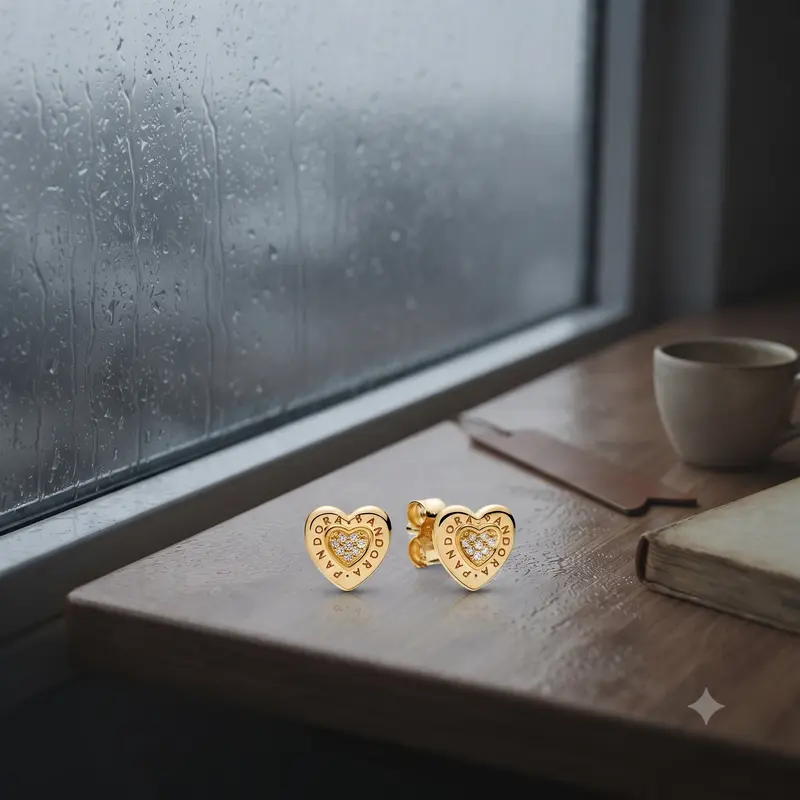 PANDORA Signature Heart Stud Earrings, PANDORA Shine&trade; & Clear CZ photo review