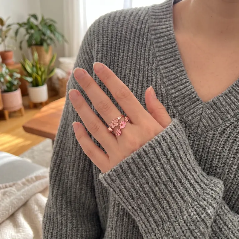 Peach Blossom Flower Branch Ring photo review
