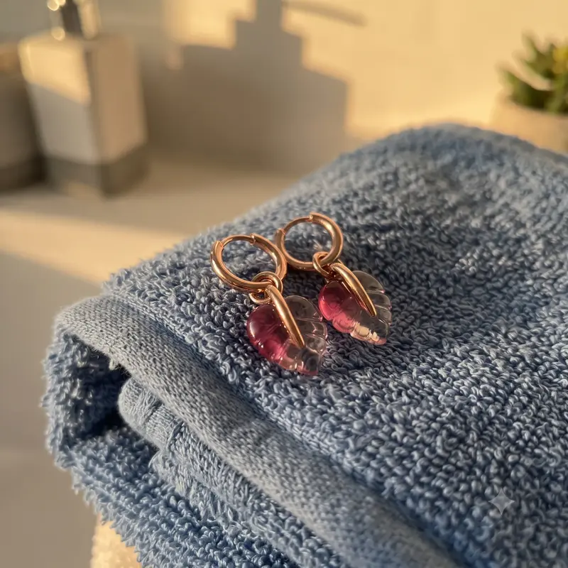 Pink Murano Glass Leaf Hoop Earrings photo review