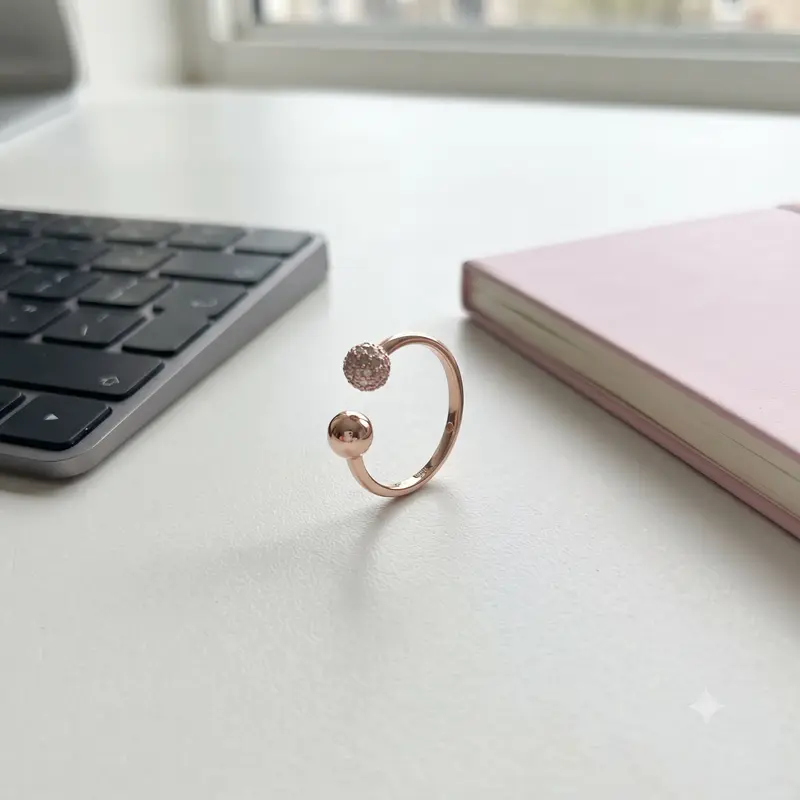Polished & Pav&eacute; Bead Open Ring photo review