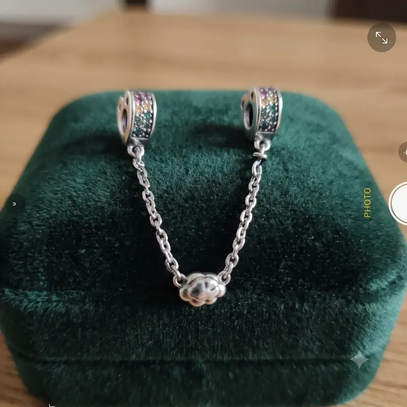 Rainbow Pavé Hearts & Cloud Safety Chain Charm photo review