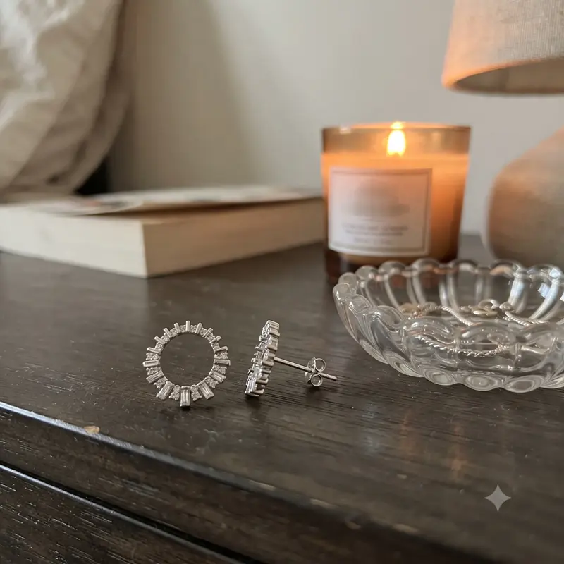 Sparkling Ice Cube Circle Stud Earrings photo review