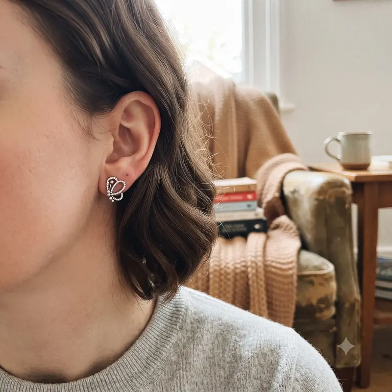 Sparkling Openwork Butterfly Stud Earrings photo review