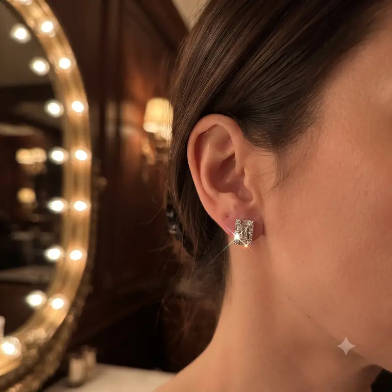 Sparkling Square Halo Stud Earrings photo review