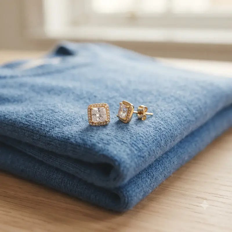 Square Sparkle Halo Stud Earrings photo review