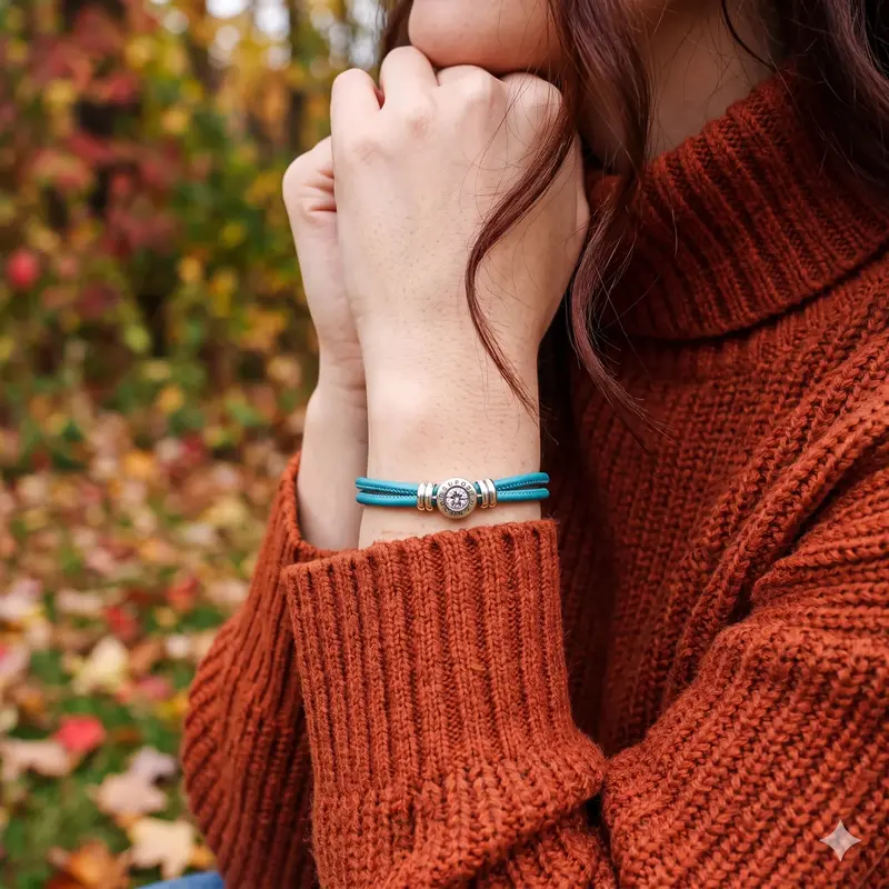 Turquoise Double Leather Bracelet, Clear CZ photo review