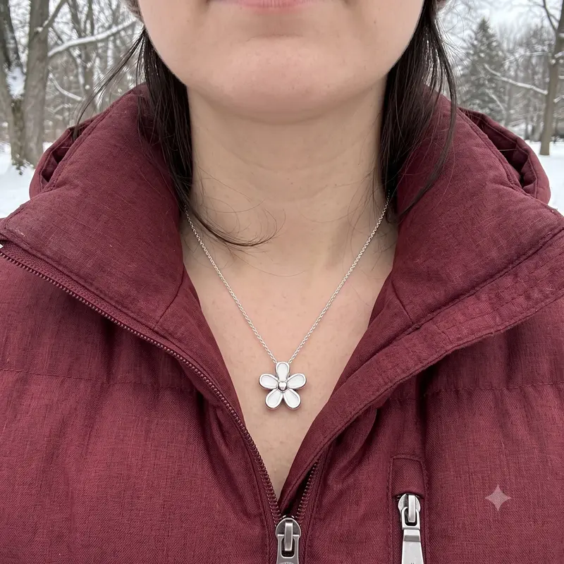 White Daisy Flower Locket Element photo review