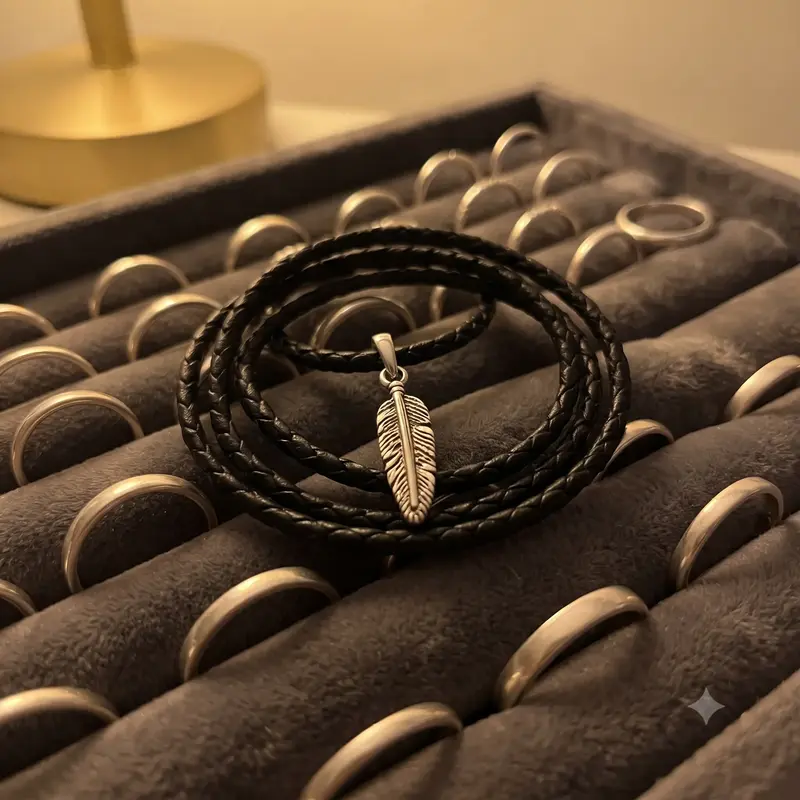Black Leather Feather Choker Necklace photo review
