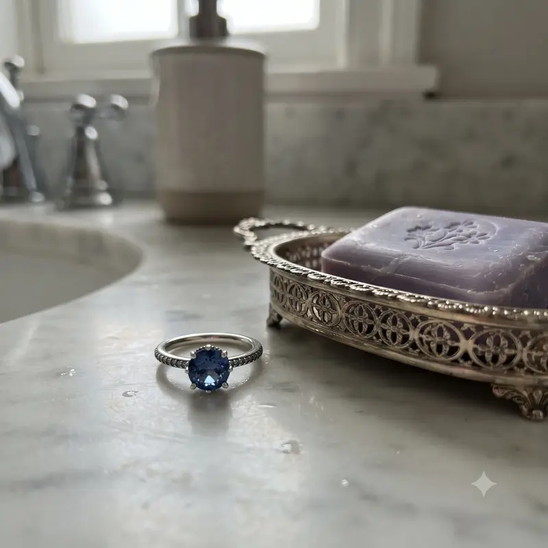 Blue Sparkling Crown Solitaire Ring photo review