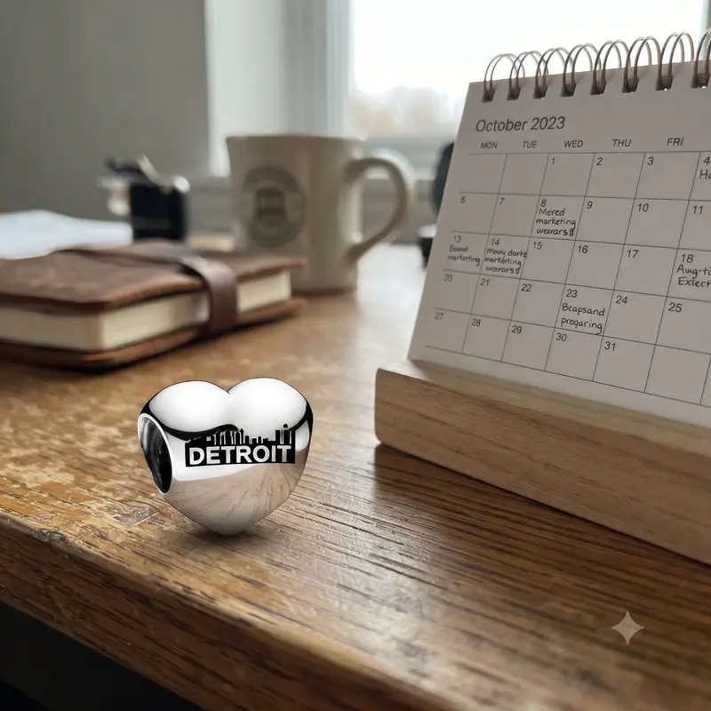 Detroit Motor City Heart Charm, Black Enamel photo review