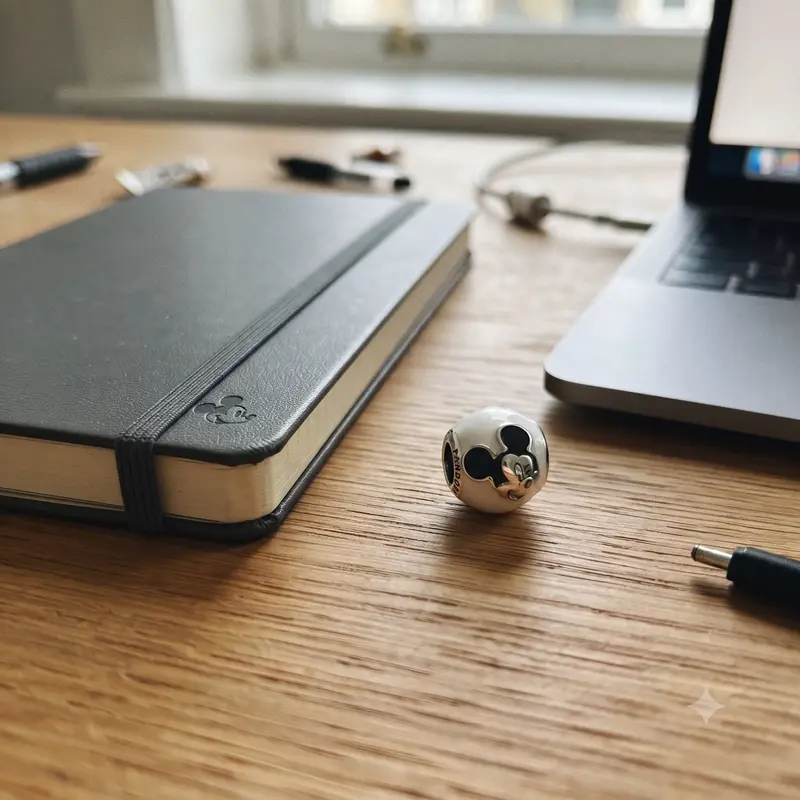 Disney, Expressive Mickey Charm, White & Black Enamel photo review