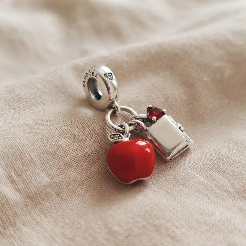Disney, Snow White’s Apple & Heart Dangle Charm, Red & Green CZ & Red Enamel photo review