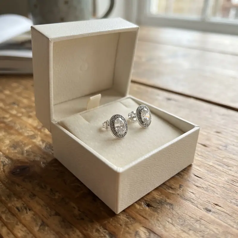 Oval Sparkle Halo Stud Earrings photo review