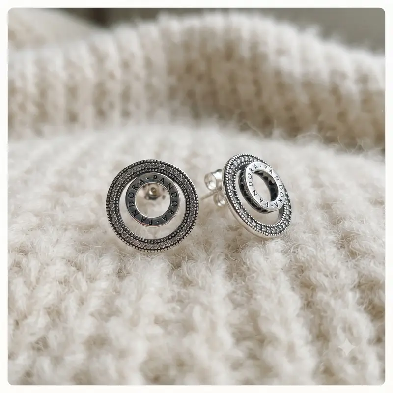 Pandora Logo Circle Stud Earrings photo review