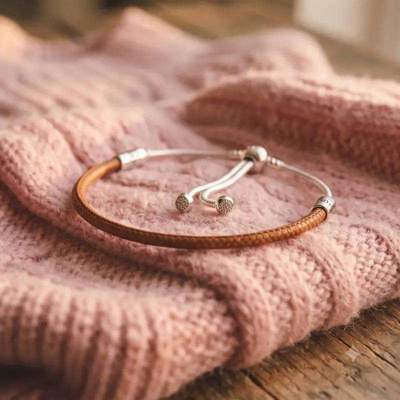 Pandora Moments Golden Tan Leather Slider Bracelet photo review