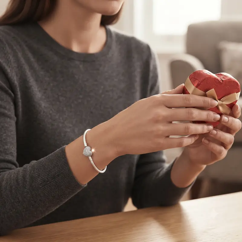Pandora Moments Sparkling Heart Clasp Snake Chain Bracelet photo review