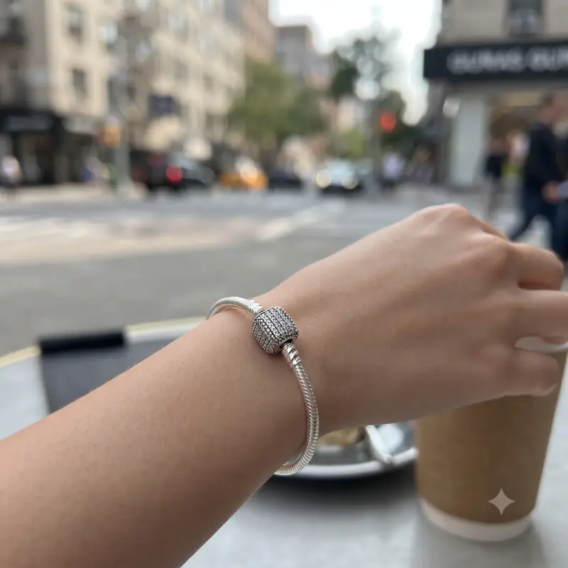 Pandora Moments Sparkling Pavé Clasp Snake Chain Bracelet photo review