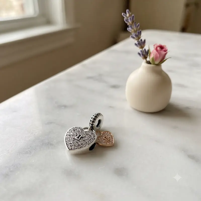 Pav&eacute; Heart Padlocks Dangle Charm photo review