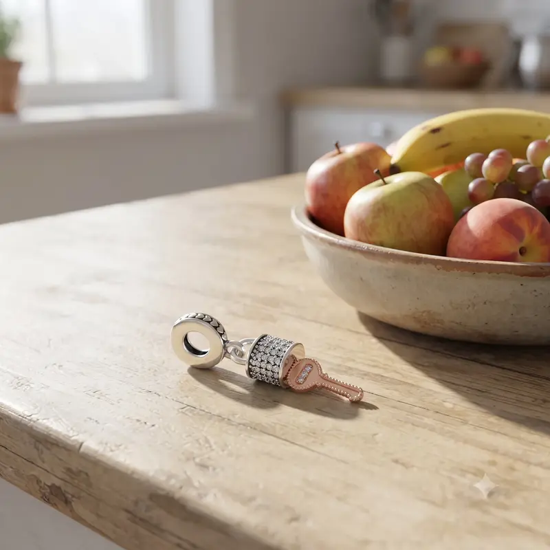 Pav&eacute; Padlock and Key Dangle Charm photo review