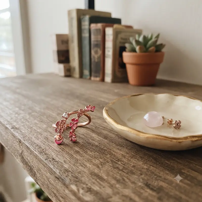 Peach Blossom Flower Branch Ring photo review