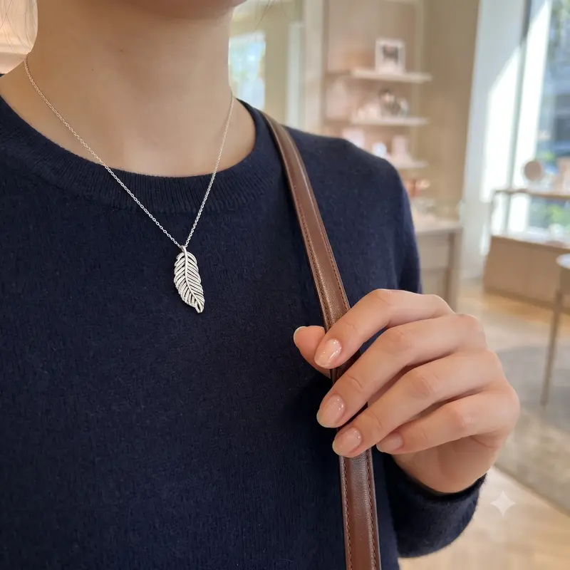 Shimmering Feather Pendant Necklace photo review
