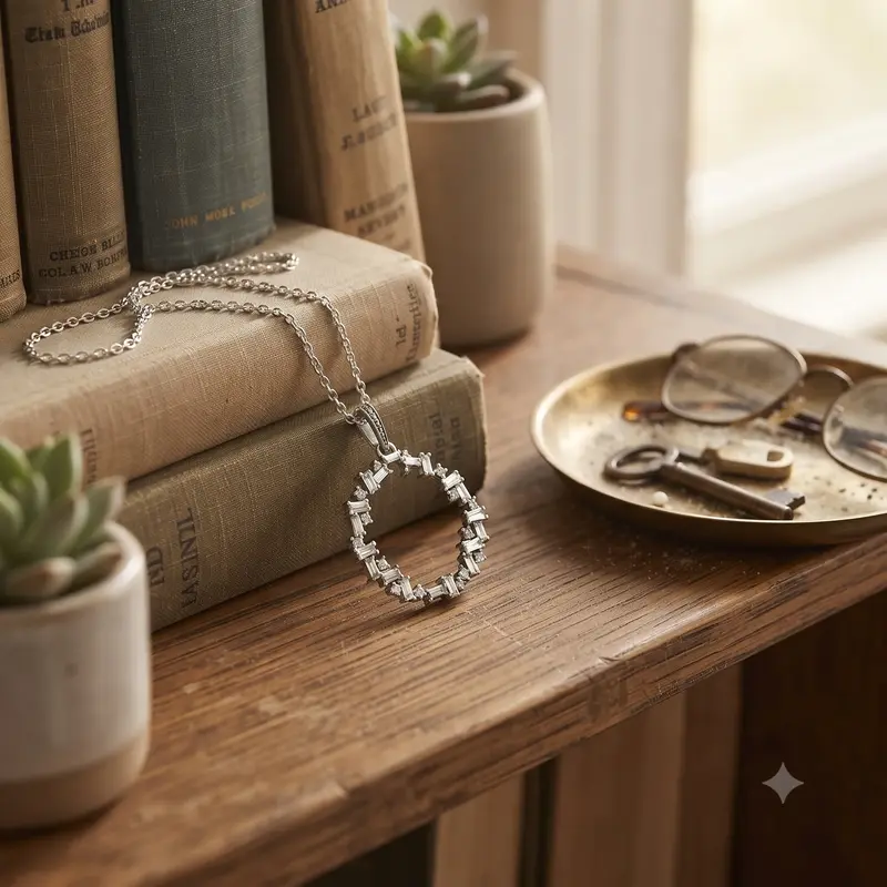 Sparkling Ice Cube Circle Pendant Necklace photo review