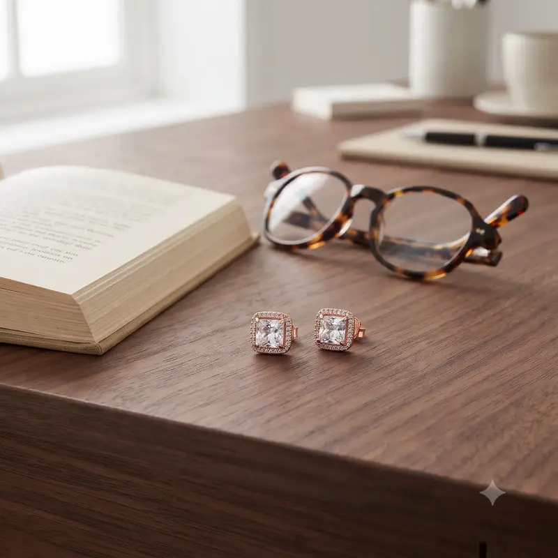 Square Sparkle Halo Stud Earrings photo review